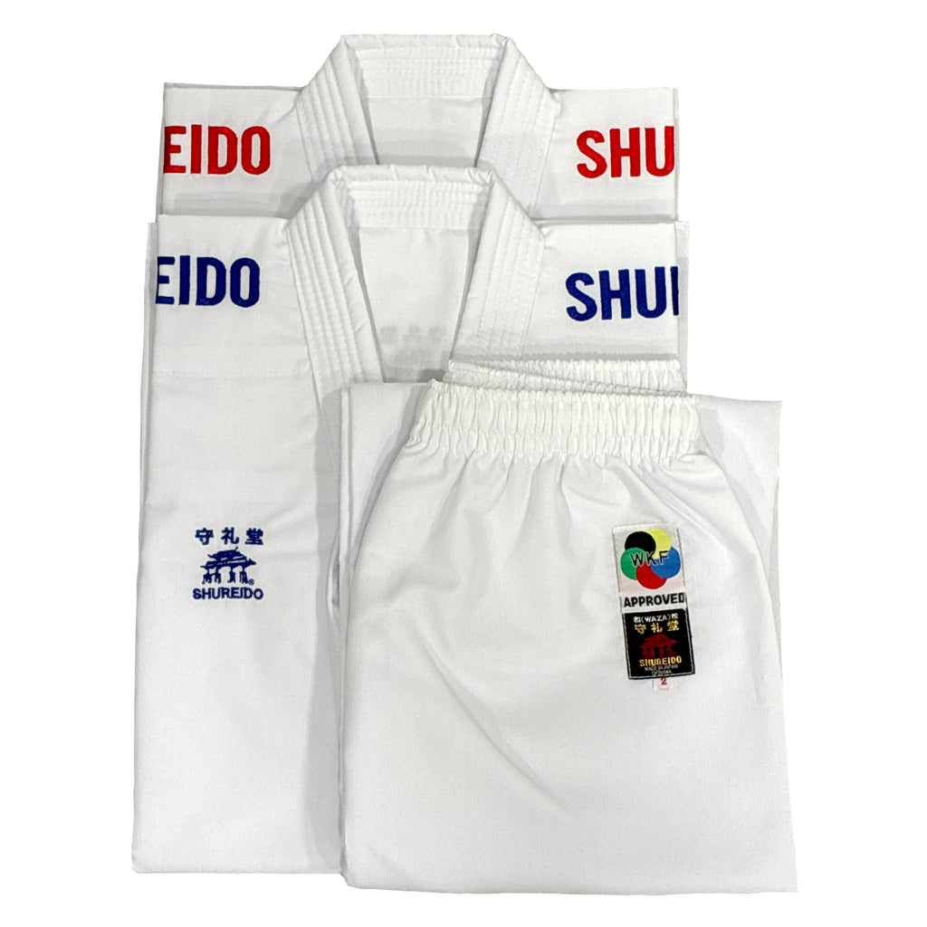 Ensemble Shureido Waza WKF – 2 Vestes (Rouge et Bleu) + 1 Pantalon