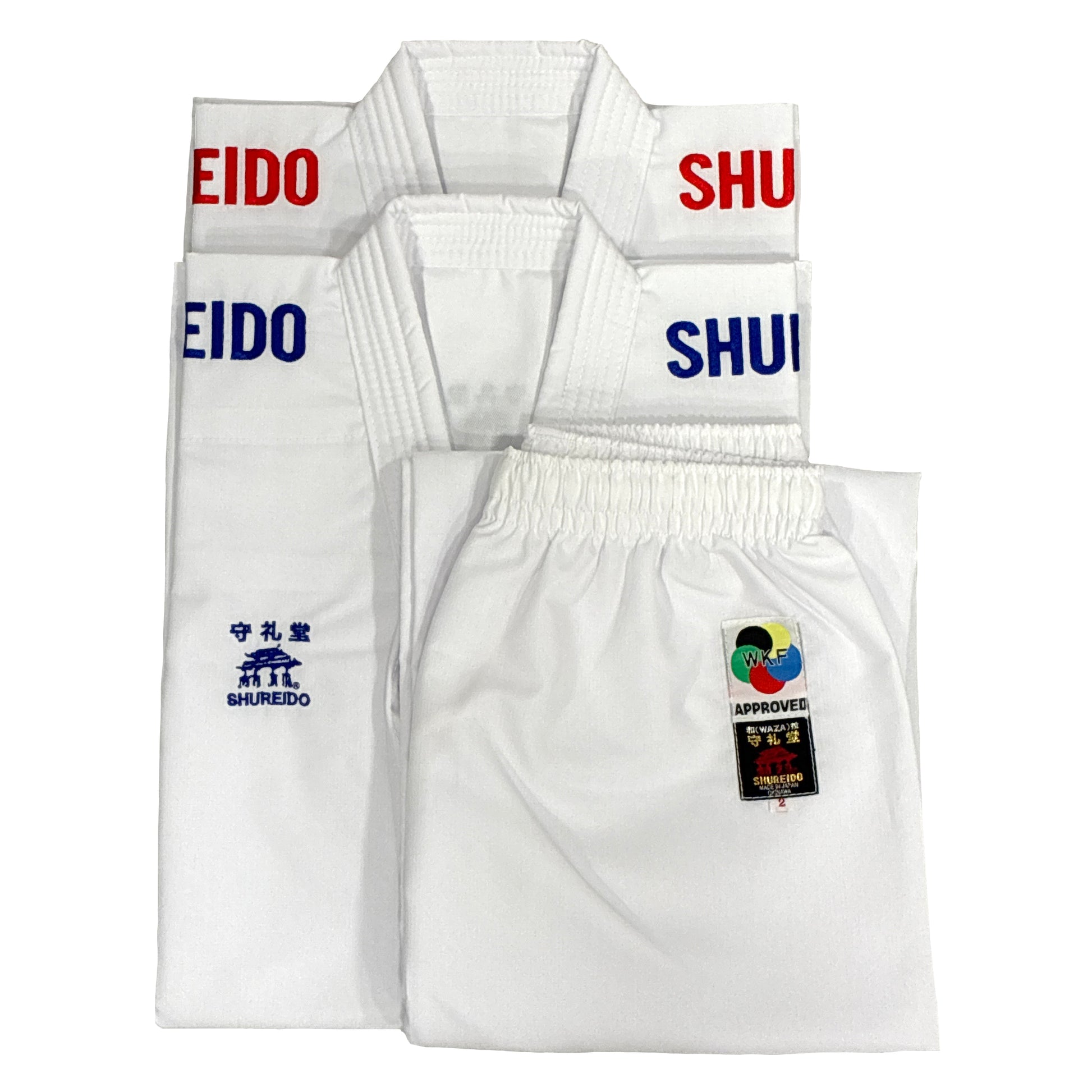Conjunto Shureido Waza WKF – 2 Chaquetas (Roja y Azul) + 1 Pantalón