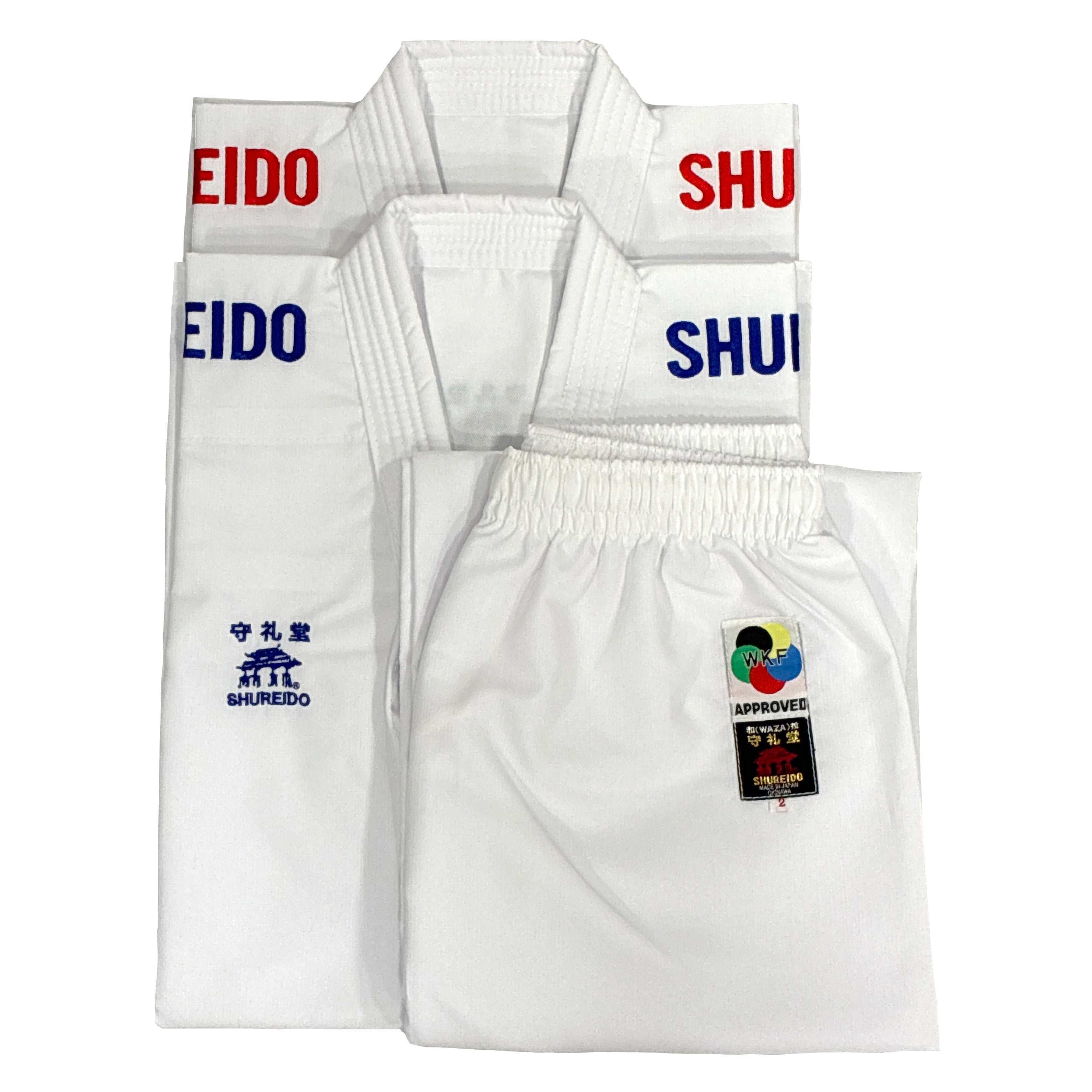 Conjunto Shureido Waza WKF – 2 Chaquetas (Roja y Azul) + 1 Pantalón