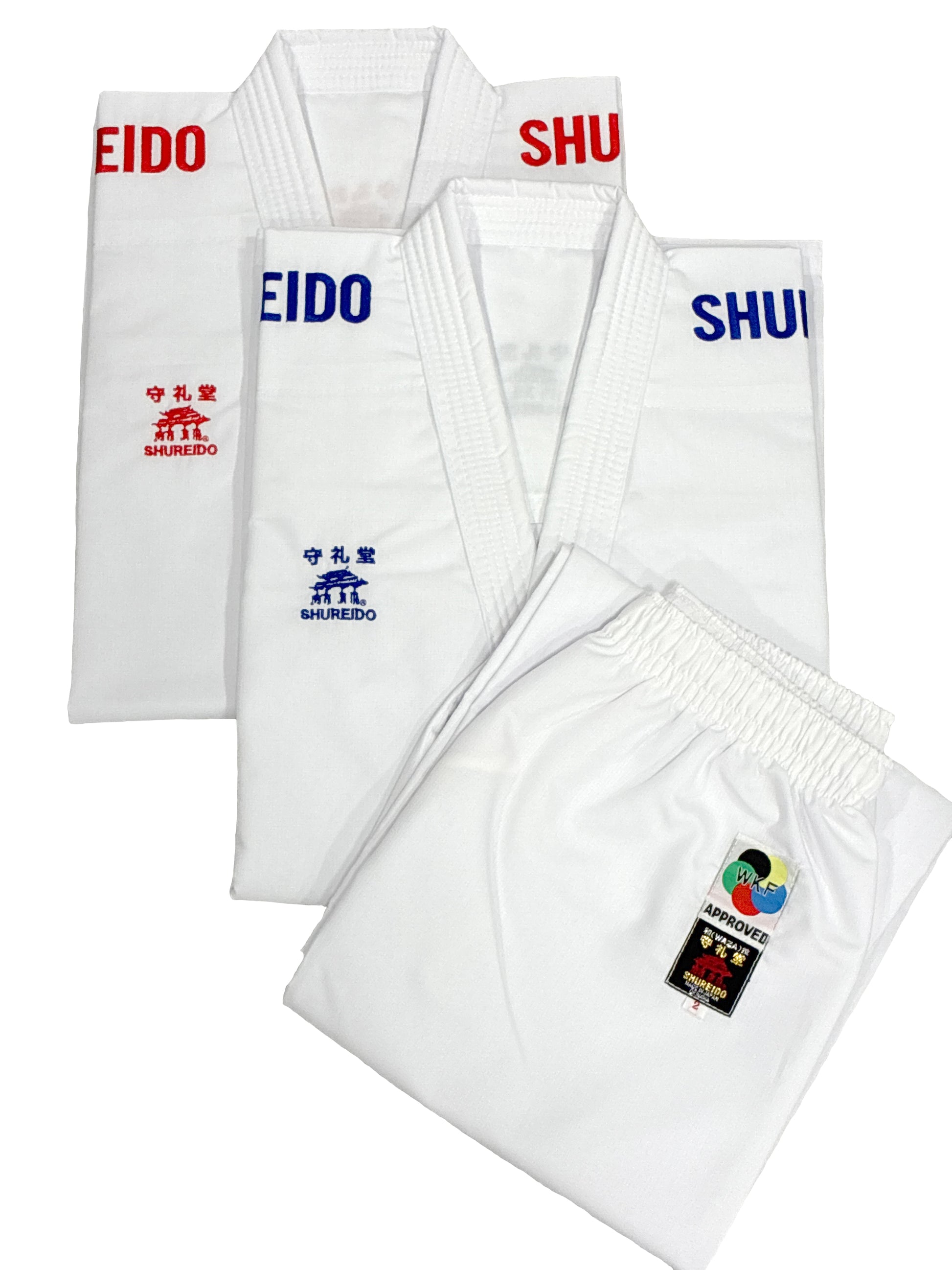 Conjunto Shureido Waza WKF – 2 Chaquetas (Roja y Azul) + 1 Pantalón