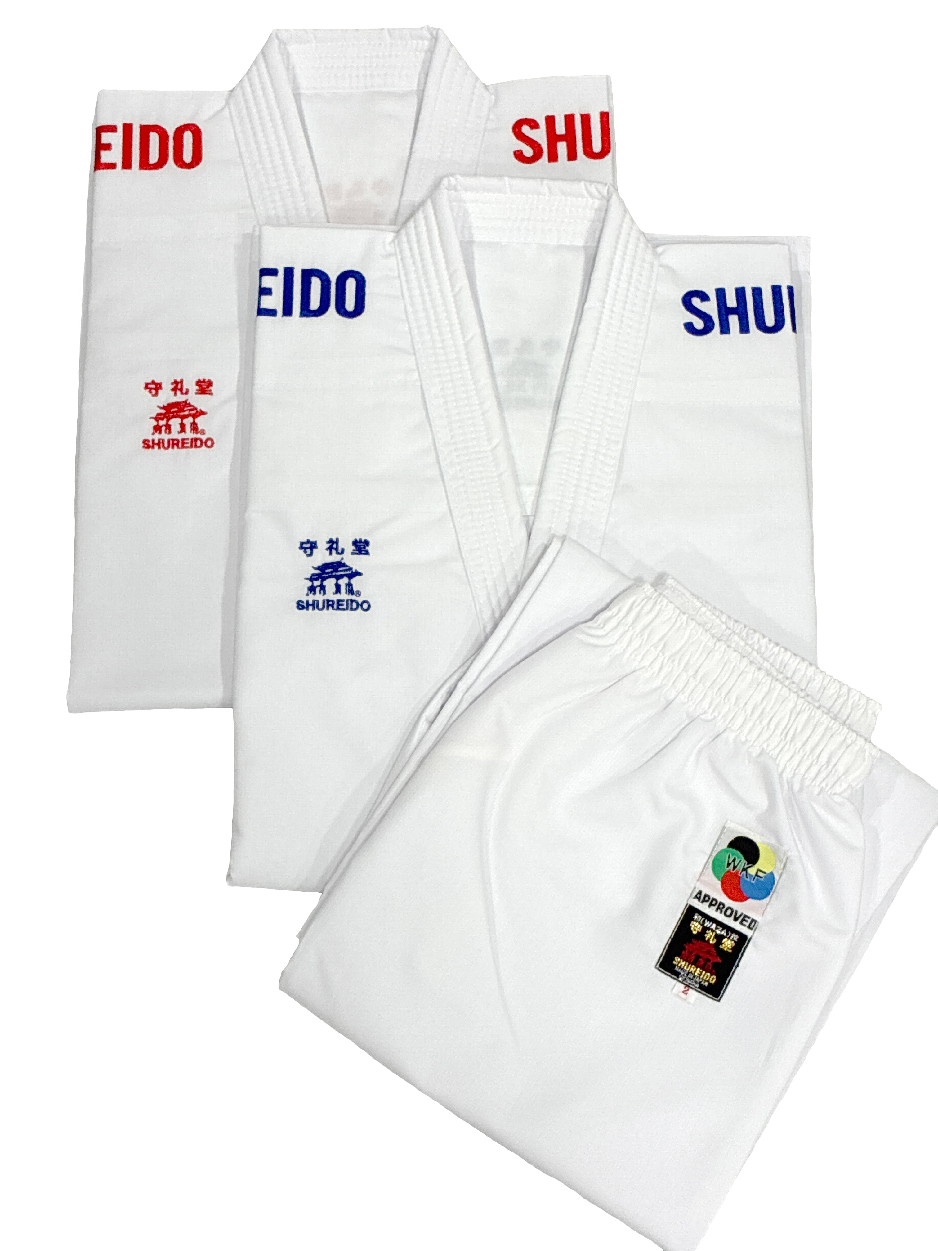 Conjunto Shureido Waza WKF – 2 Chaquetas (Roja y Azul) + 1 Pantalón