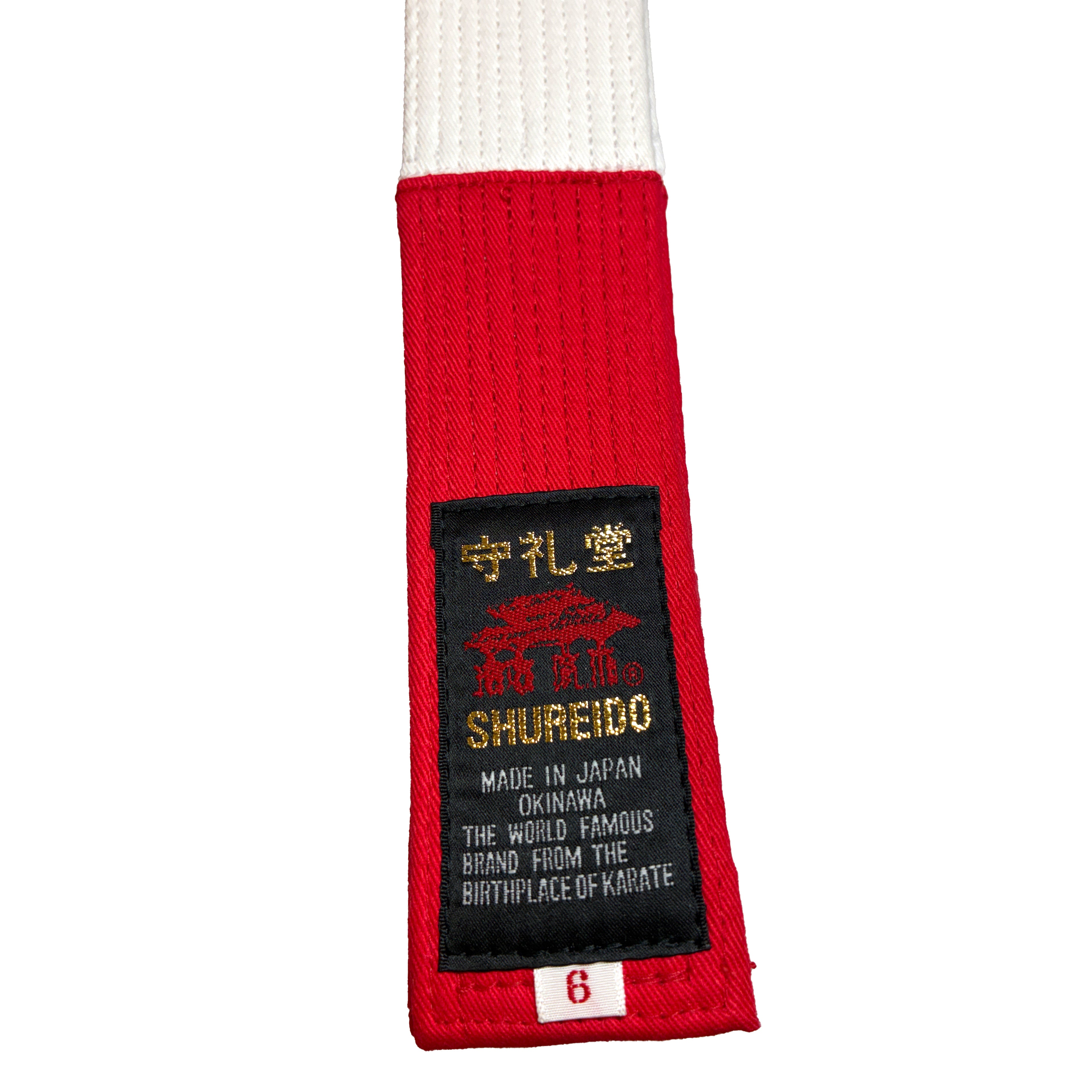 Cinturón Shureido Rojo y Blanco – 6º, 7º y 8º Dan (Algodón)