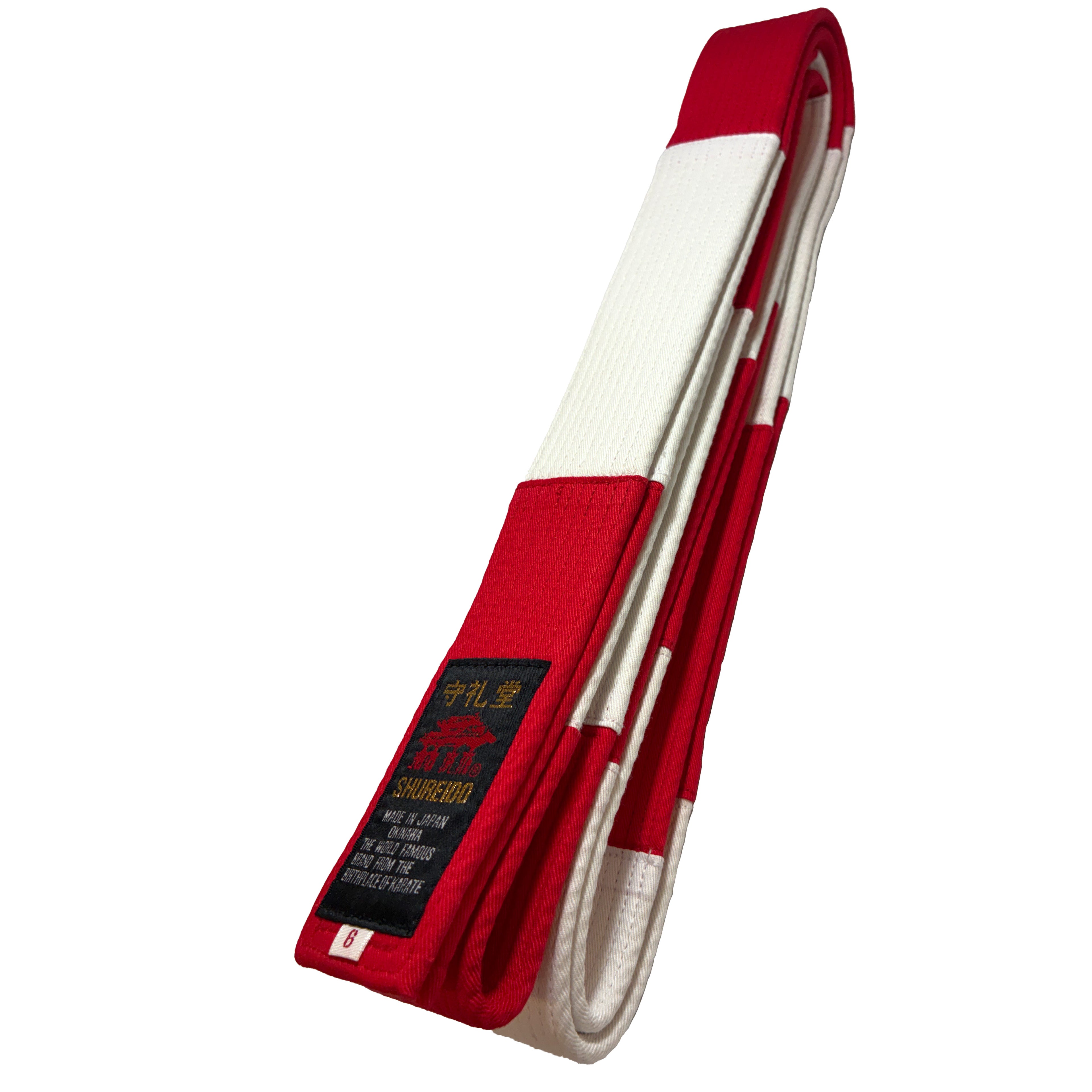 Cinturón Shureido Rojo y Blanco – 6º, 7º y 8º Dan (Algodón)